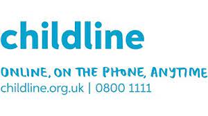 Childline logo with telephone number