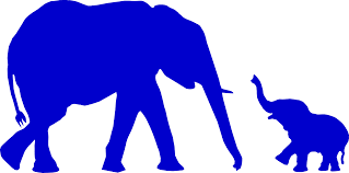 Logo showing two elephants, an adult and infant, facing each other