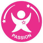 School Games passion badge, icon on a pink background
