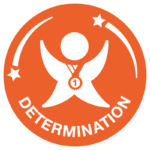 School Games determination badge, icon on an orange background